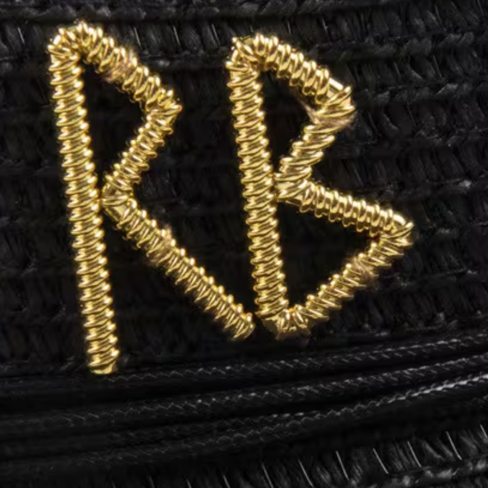 NEW LIKE RUSLIN BAGINSKI Black Wide Brim Fedora Hat with Gold Chain D - Picture 4 of 13